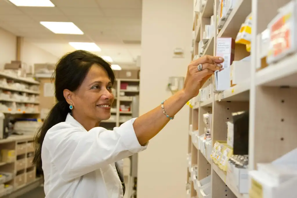 A doctor getting a medicine